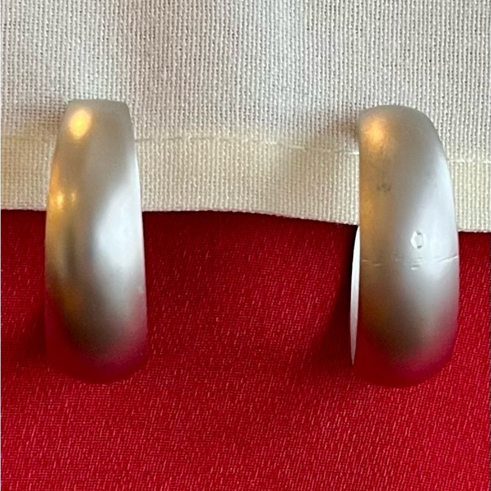 Matt Finished, Silver Plated Hoop Earrings - Picture 2 of 16